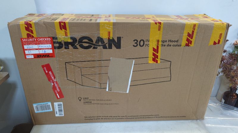 Photo 1 of Broan-NuTone F403023 30-inch Under-Cabinet 4-Way Convertible Range Hood with 2-Speed Exhaust Fan and Light, Black Black 30-Inch Range Hood