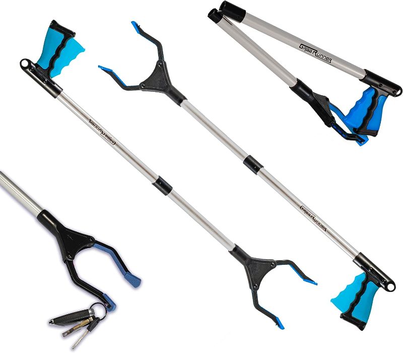 Photo 1 of 2- Pack Reacher Grabber Tool with Strong Magnetic for Elderly 32 inch Folding Reacher Tool with Long Reach Arm Extender(Blue/Blue)
