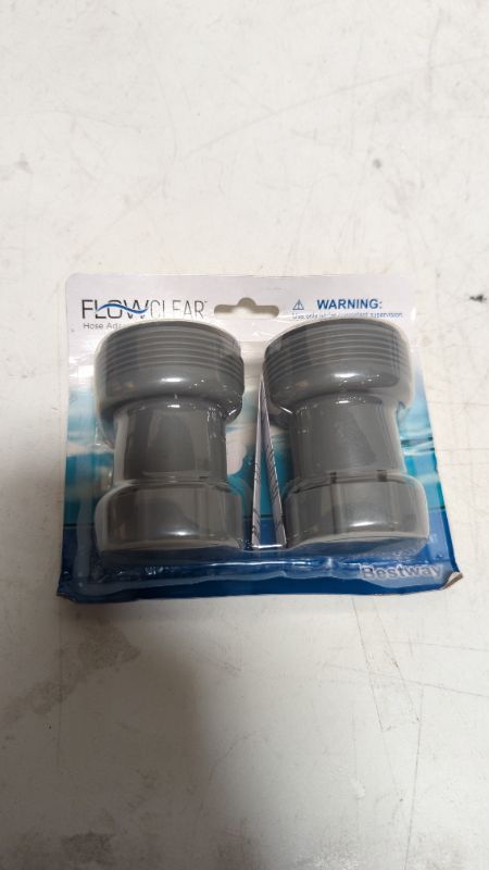 Photo 2 of Bestway Flowclear Above Ground Filter Pump Pool Hose Adapter | Hose Diameter Measures 1.5" (38mm) and Connects to 1.25" (32mm) Diameter Pool Valves 10.2 x 6.4 x 6.4 cm Gray