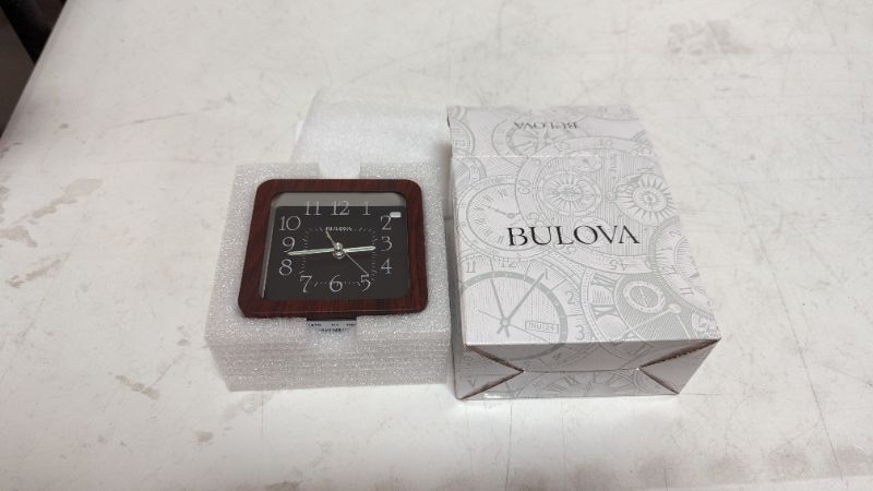 Photo 2 of Bulova B1870 Manor Alarm Clock, Brown Woodgrain