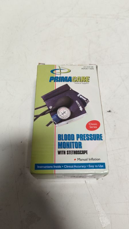 Photo 2 of Primacare DS-9197-BL Professional Classic Series Manual Adult Size Blood Pressure Kit, Emergency Bp kit with Stethoscope and Portable Leatherette Case, Nylon Cuff, Blue