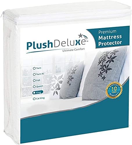 Photo 1 of PlushDeluxe King Cotton Mattress Protector – Waterproof Double Mattress Protector with Fitted Sheet Design – Soft & Durable Mattress Pad Protector for Noiseless Sleep – Easy to Install and Clean
