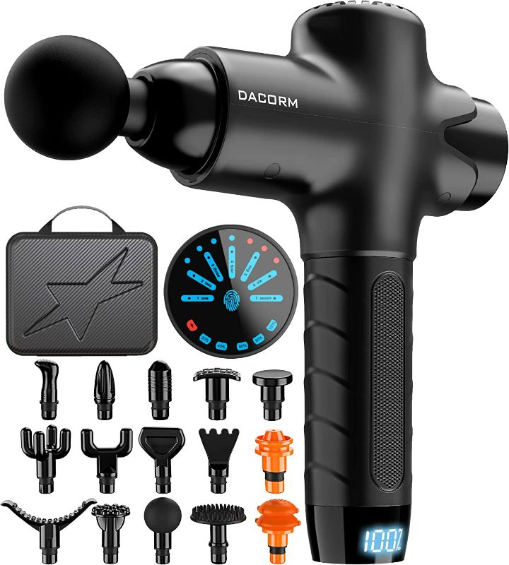 Photo 1 of DACORM Massage Gun - Percussion Muscle Massage Gun for Athletes, Upgrade Quiet Portable Electric Sport Massager, Handheld Deep Tissue Massager of Y8 Pro Max (Black, 15 Heads)
