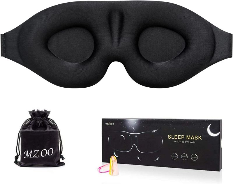 Photo 1 of MZOO Sleep Eye Mask for Men Women, 3D Contoured Cup Sleeping Mask & Blindfold, Concave Molded Night Sleep Mask, Block Out Light, Soft Comfort Eye Shade Cover for Travel Yoga Nap, Black
