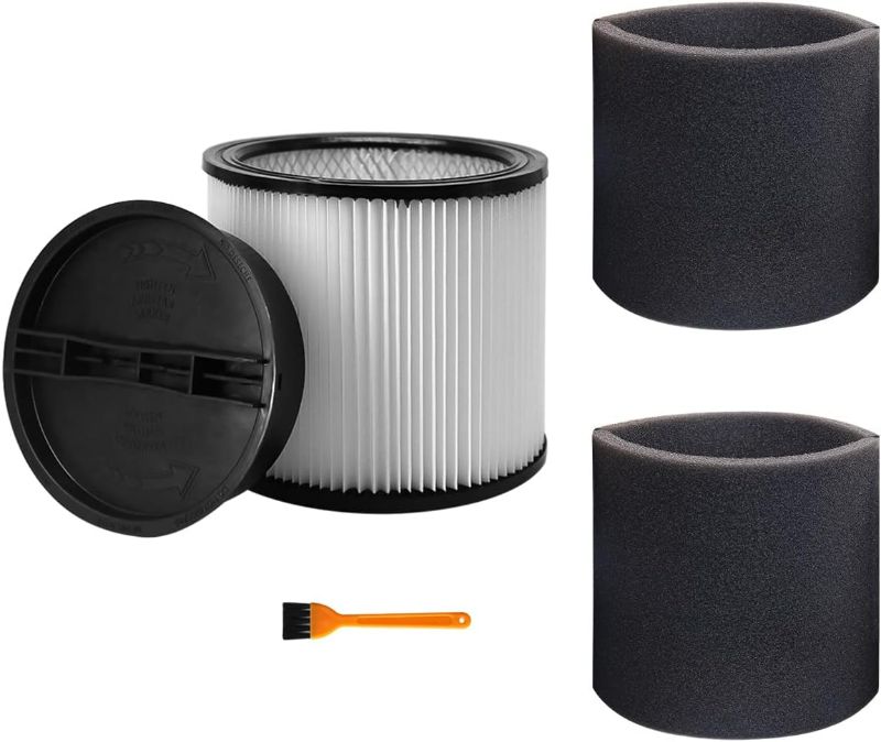 Photo 1 of Cartridge Filter Replacement with Lid, for Shop Vac 90304 90350 90333 903-04-00 9030400 Vacuum Cleaner and 90585 Foam Filter 5 Gallon and Large Wet & Dry Filter
