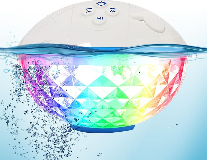 Photo 1 of KingSom Pool Bluetooth Speakers with LED Lights,IPX7 Waterproof Floating Speaker,Stereo Sound,Built-in Mic,Wireless Shower Speaker for Hot Tub,Kayaking,Outdoor Travel,Picnic (Updated)
