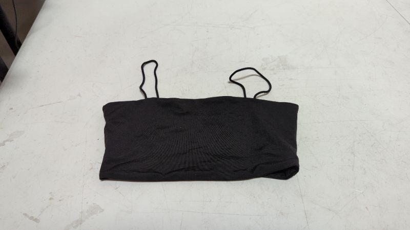 Photo 2 of Women's Strap Crop Top Thin Strap Bandeau Tube Top Hot Vest Cool Strap Tank Top Size S(Black)
