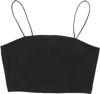 Photo 1 of Women's Strap Crop Top Thin Strap Bandeau Tube Top Hot Vest Cool Strap Tank Top Size S(Black)
