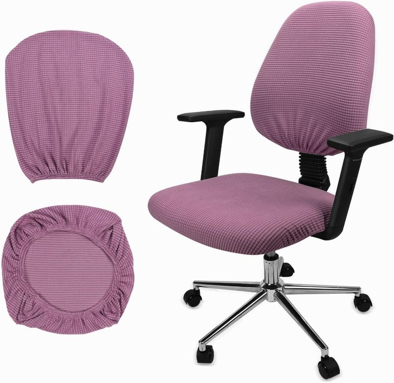 Photo 1 of Tesytto Fit Stretch Spandex Chair Seat Slipcover,Removable Washable Dining Chair Protector Cover Seat for Office,Hotel,Banquet Wedding Party (Purple, Chair Seat Cover + Backrest Cover)
