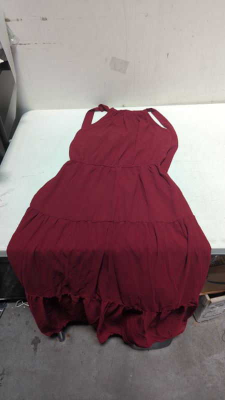 Photo 1 of Pretty Garden Women's Small Dark Red Sleeveless Halter Backless Maxi Dress NWT
