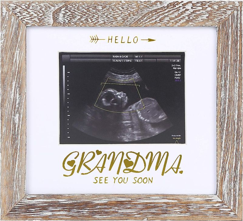 Photo 1 of IHEIPYE Grandma Sonogram Picture Frame - Baby Announcement Gifts Grandparents Frame - Grandma Pregnancy Announcement Gift, Soon To Be Grandma Gifts, Hello Grandma See You Soon, Weathered White
