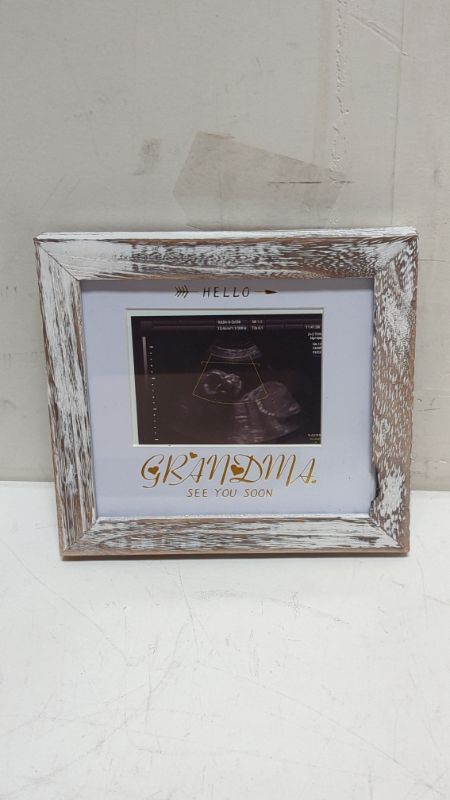 Photo 2 of IHEIPYE Grandma Sonogram Picture Frame - Baby Announcement Gifts Grandparents Frame - Grandma Pregnancy Announcement Gift, Soon To Be Grandma Gifts, Hello Grandma See You Soon, Weathered White
