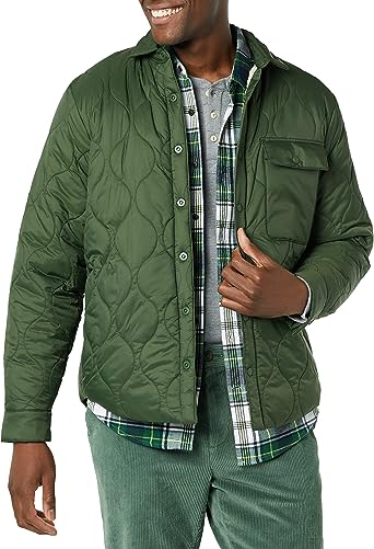 Photo 1 of Amazon Essentials Men's Water-Resistant Sherpa Lined Quilted Shirt Jacket

