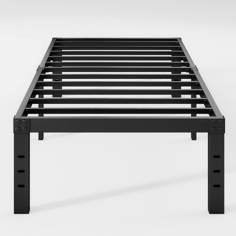 Photo 1 of Neslime 14 Inch Twin Bed Frame No Box Spring Needed, Metal Platform Twin Size Bed Frame, Heavy Duty, Easy Assembly and Noise Free, Black
