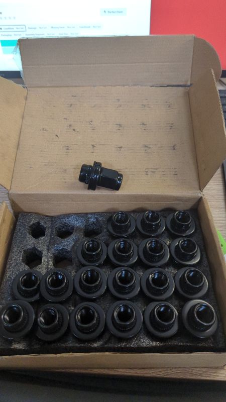 Photo 2 of Set of 20 Veritek 14x1.5mm Black OE Factory Style 1.60 Inch 41mm Length 21mm Hex Duplex Large Acorn Seat Replacement Lug Nuts for Tesla Factory Wheels
