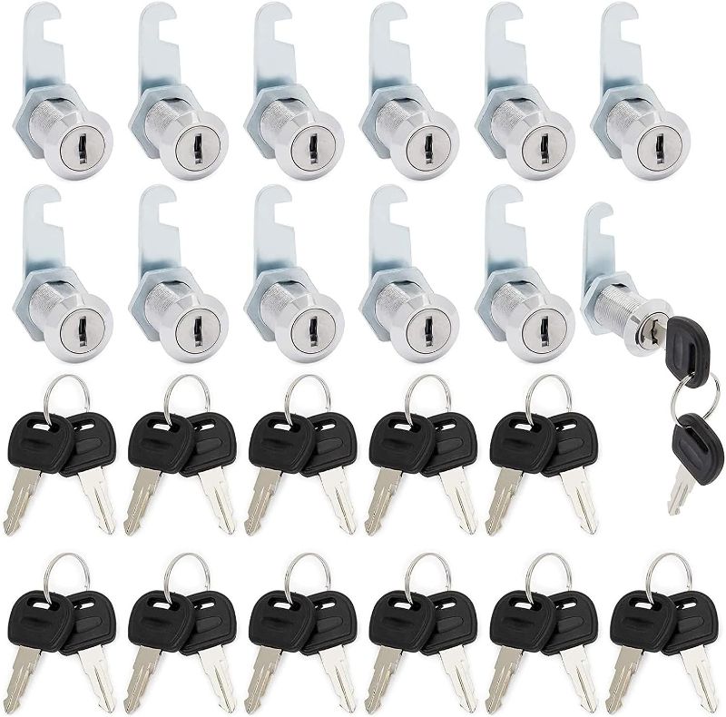 Photo 1 of Stockroom Plus 12 Pack Cabinet Cam Lock with Key, 1-1/8 Cylinder Lock for Tool Box (30mm)
