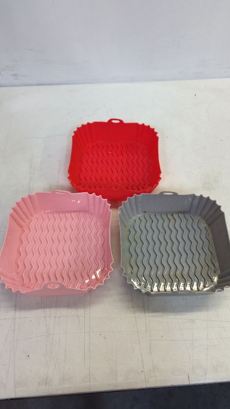 Photo 2 of YCQQPRO Air Fryer Silicone Liners, 3-Pack Reusable Air Fryer Silicone Basket Pot, 8 inch Square Air Fryer Inserts, Heat Resistant Easy Clean Kitchen Gadgets for 4 to 7 QT Air Fryers Oven Accessories
