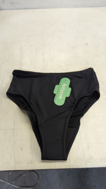 Photo 2 of feitycom Period Swimwear-Menstrual Swimsuit Bikini Bottoms-Black Low Waisted Leakproof Swim Bottom for Girls and Women Size S