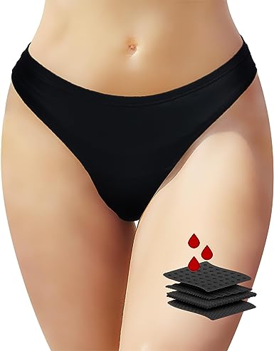 Photo 1 of feitycom Period Swimwear-Menstrual Swimsuit Bikini Bottoms-Black Low Waisted Leakproof Swim Bottom for Girls and Women Size S
