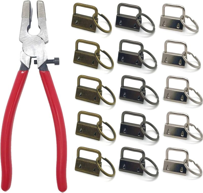 Photo 1 of 51 Sets Key Fob Hardware with 1pcs Key Fob Pliers,Glass Running Pliers Tools with Jaws, Pliers Attach Rubber Tips Perfect for Key Fob Hardware Install (Random Color)
