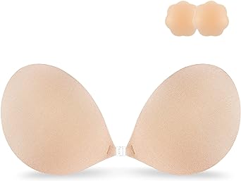 Photo 1 of Niidor Adhesive Bra Strapless Sticky Invisible Push up Silicone Bra for Backless Dress with Nipple Covers
