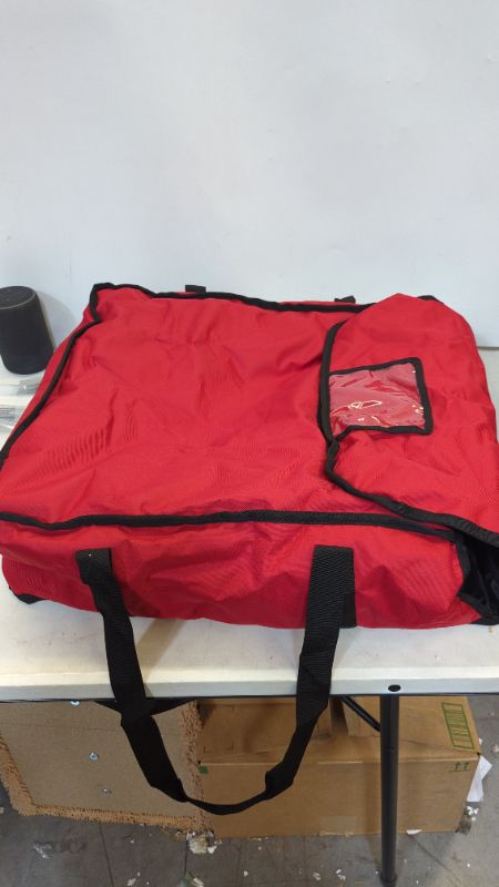 Photo 1 of DEAYOU Large Pizza Bag, Insulated Pizza and Food Delivery Bag, Professional Thermal Pizza Warmer Bag, Hot Pizza Carriers for Transport, Moisture Free, Heavy Duty, 22" x 22" x 8", Red

