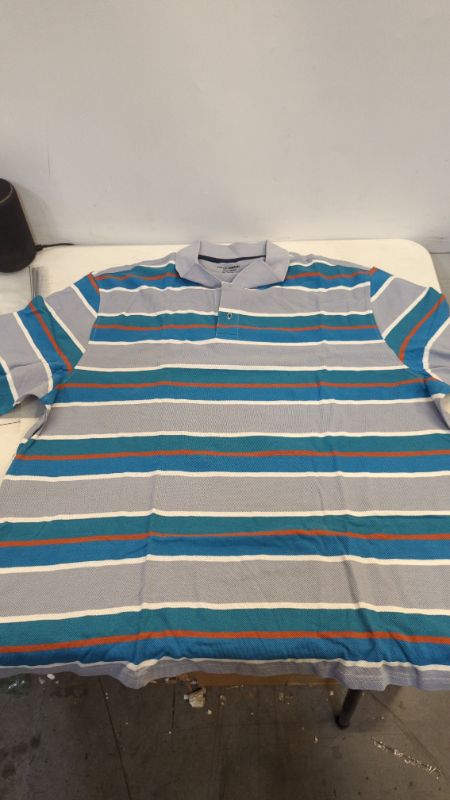 Photo 2 of Amazon Essentials Men's Regular-Fit Cotton Pique Polo Shirt XX-Large Blue Stripe