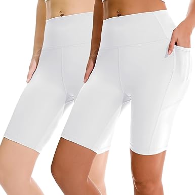 Photo 1 of APEXUP Workout Shorts, 8" Biker Shorts Women High Waist, Spandex Yoga Shorts with Side & Inner Pockets Size Small