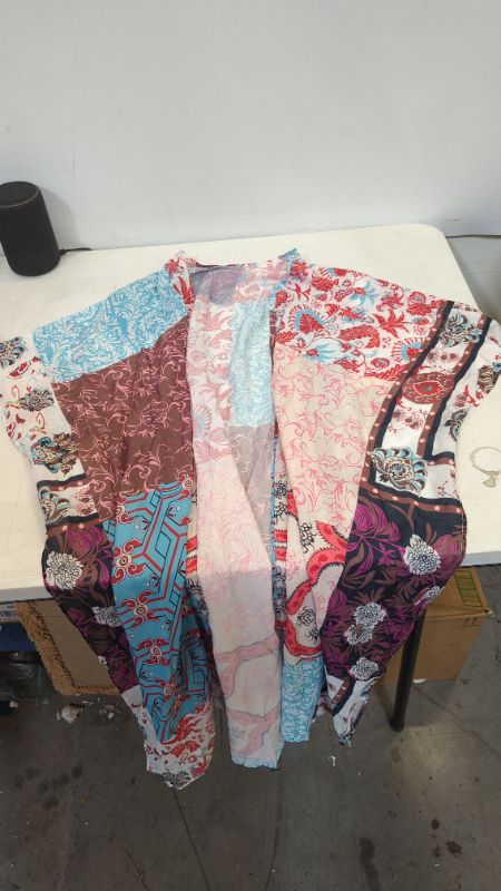 Photo 2 of Womens Bikini Cover Up Kimono Retro Floral Cardigan Boho Shawl Loose Beach Dress
