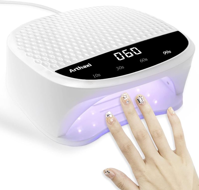 Photo 1 of Arthaxi UV Light for Nails, UV Nail Lamp for Gel Nail Polish, LED Nail Lamp for Polygel, Professional Nail Dryer for Acrylic Nails 220 W, Pure White
