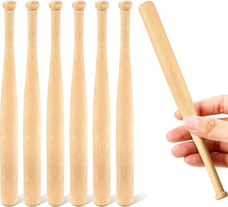Photo 1 of 6 Pcs Mini Baseball Bat 8 Inch Unfinished Small Wooden Bats Unpainted Wood Baseball Bats for Painting Keychain Action Figures DIY Craft Projects Ball Sports Party Favors

