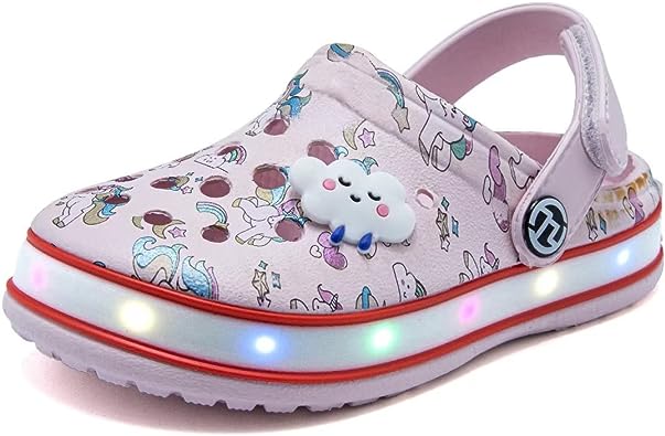 Photo 1 of Kids Boys Girls LED Clogs Soft Lightweight Summer Slippers Garden Beach Sandals Size 24EU