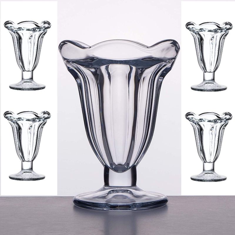 Photo 1 of Tulip Sundae and Dessert Cup, PACK OF 4 Ultra Clear See Through Thick Solid Base Glass 7 Ounces, Set of 4

