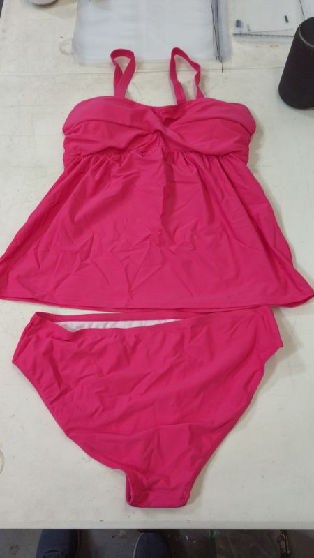 Photo 2 of Rose Adjustable Straps Ruched 2pcs Tankini Swimsuit Size XL