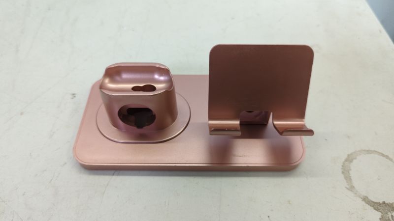 Photo 2 of 180°Rotation Phone Charger Stand Holder?3in1 Charger Dock, Charging Stand for iPhone/Apple Watch/Airpods/ipad and Most Smartphones (Rose Gold)
