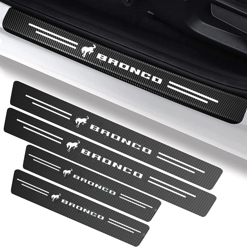 Photo 1 of SDSHSM for Ford Bronco Car Door sill Guards Carbon Fiber Leather Auto Door Entry Guard Sticker Black Door Edge Protector
