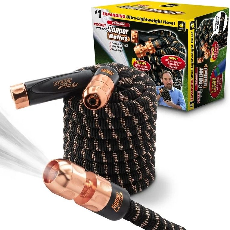 Photo 1 of Pocket Hose AS-SEEN-ON-TV, Copper Bullet 50 Ft Expandable Garden Hose, Lead-Free
