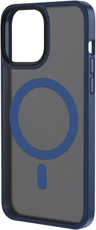 Photo 1 of LTLGHY Hard Back Cover for iPhone 13 Pro Max/13 Pro/13/13 Mini, Hybrid Frosted Glass Protector Cover with Shockproof Corner and Magnetic Charger Compatible,Blue,13pro 6.1"
