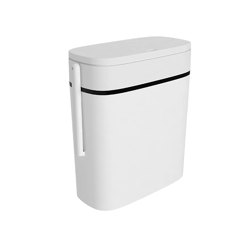 Photo 1 of Creative Toilet Trash can with Toilet Brush 3.7 gallons Push-Type Bathroom Trash can with lid Narrow Dry and Wet Separation Modern Trash can Bathroom Dedicated
