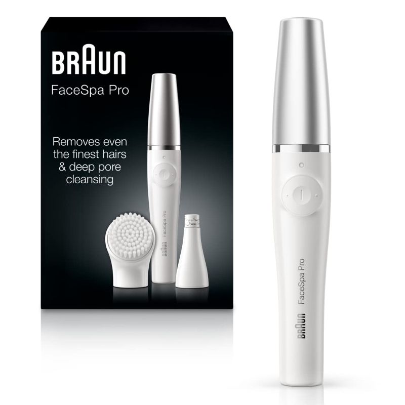 Photo 1 of Braun Face Epilator Facespa Pro 910, Facial Hair Removal for Women, Hair Removal Device, Epilator for Women, 2 in 1 Epilating and Cleansing Brush

