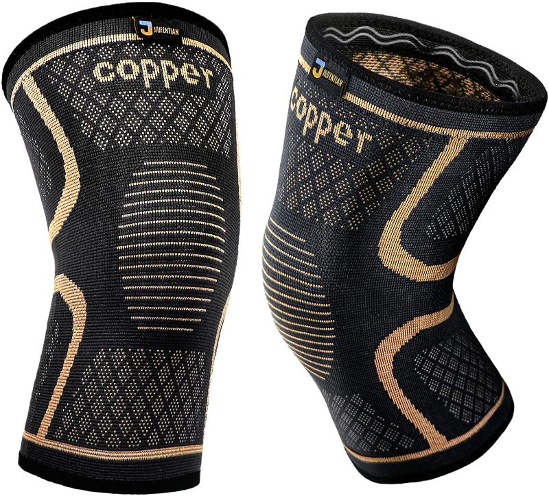 Photo 1 of JIUFENTIAN Copper Knee Braces for Men and Women (2 pack) -Knee Supports Copper Compression Knee Sleeve for Knee Pain, Arthritis, Running,Sports and Recovery Support (2X-Large)
