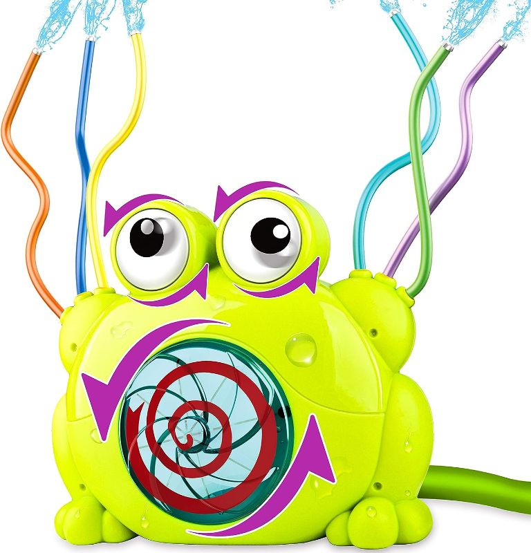 Photo 1 of JOYIN Water Sprinkler for Kids Frog Spray Sprinkler with Wiggle Tubes, Spinning Tongue and Eyes for Kids, Kids Sprinkler Water Toys for Outdoor Yard and Summer Fun Activities
