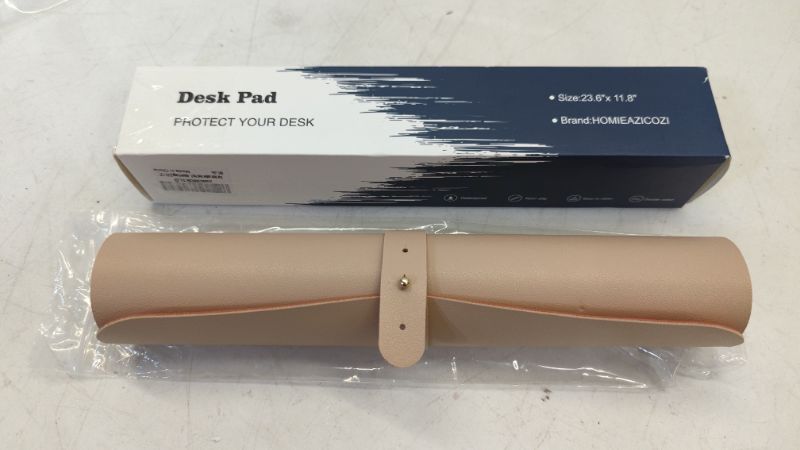Photo 2 of Compact Dual Sided Leather Desk Mat - Desk Pad for Office and Home - Desk Organization and Accessories - Ideal for Large Mouse Pad and Small Desk Mats on Top of Desks(Apricot+Orange,23.6"x 11.8") Apricot+orange 23.6"x 11.8"