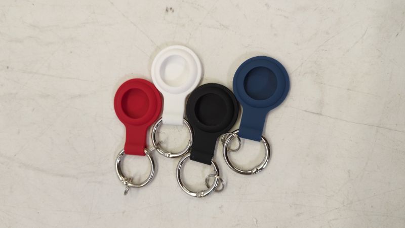 Photo 2 of Compatible with AirTag Case Keychain Air Tag Holder Silicone AirTags Key Ring Cases Tags Chain Apple GPS Item Finders Accessories 4 Pack
