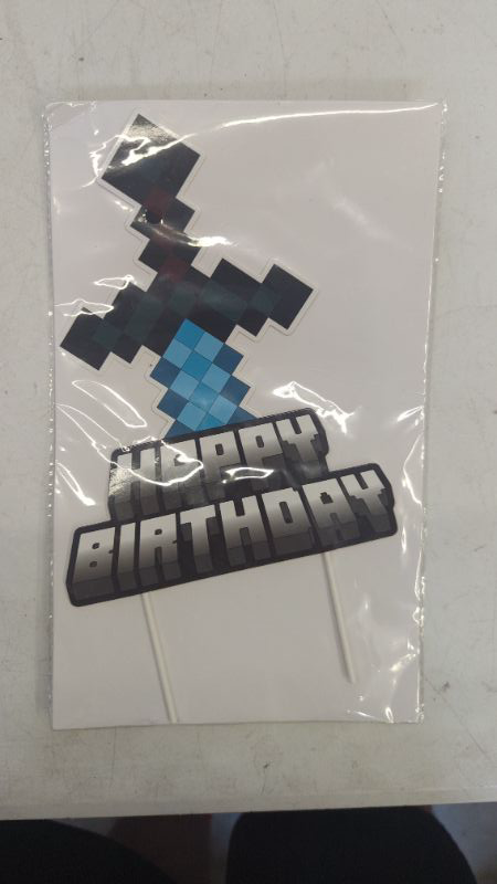 Photo 2 of Mining Craft Pixel Gamer Gaming Birthday Cake Topper Video Game Mine Party
