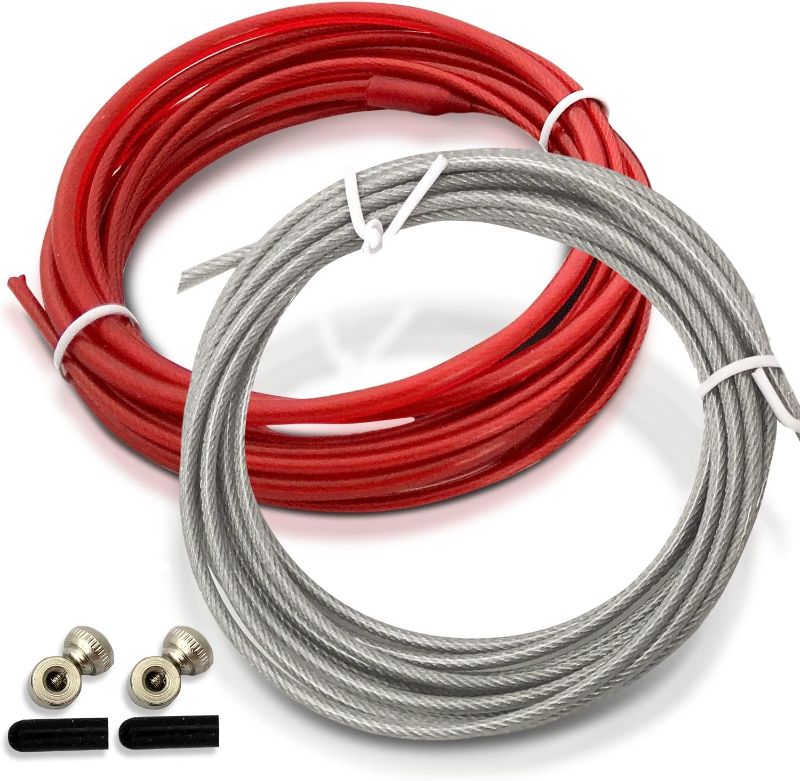 Photo 1 of Fit Vikings Replacement Cable for Speed Jump Rope - Weighted Cables for Heavy Rope - 2 x 10ft Replacement Cords - with Screws and End Caps
