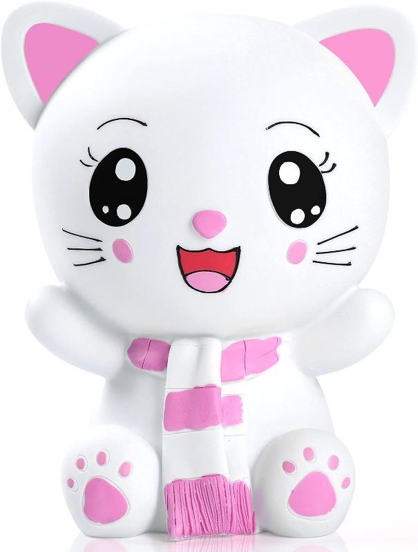 Photo 1 of H&W Kitten Money Bank (Pink), Shatterproof Cat Piggy Bank, First Coin Bank, Best Christmas Birthday for Kids Boys Girls Home Decoration (WK19-D3)
