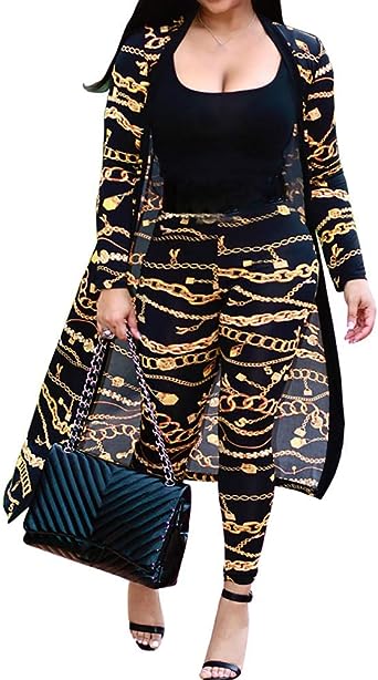 Photo 1 of LTOTXKMR Women 2 Piece Outfits Floral Long Sleeves Open Front Cardigan Cover up with Leggings High Waist Long Pants Set Size 2XL