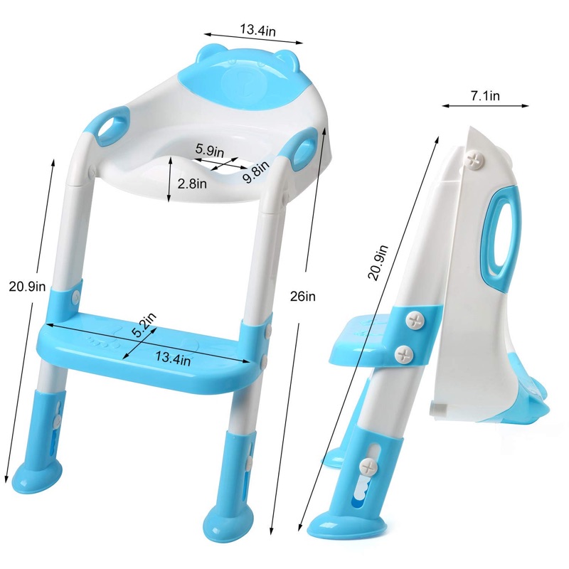 Photo 2 of Fedicelly Potty Training Seat Step Stool Ladder Toddlers,Potty Training Toilet Seat Kids ,Toilet Training Potty Chair for Boys Girls (Sky Blue)

