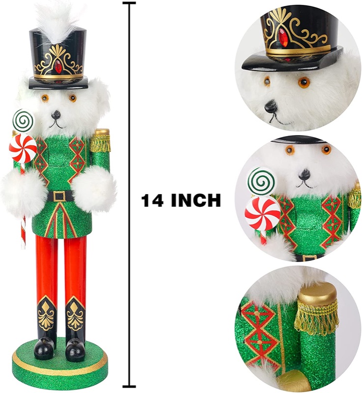 Photo 1 of FUNPENY 14" Christmas Decorative Nutcracker Figures, Wooden White Bear Wear Green Uniform Hold Candy, Festive Collectible Nutcracker Gift for Indoor Winter Table Desktop Fireplace Decorations

FUNPENY 14" Christmas Decorative Nutcracker Figures, Wooden Wh